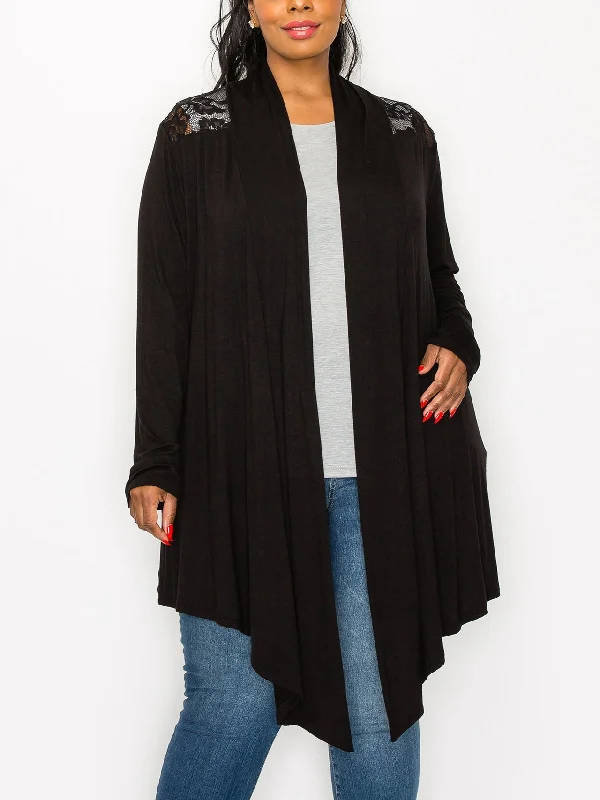 Lace Yoke Cardigan-Plus