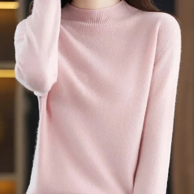 Long Sleeve Women Clothing Autumn Winter Pullover New Fashion 100% Merino Wool S