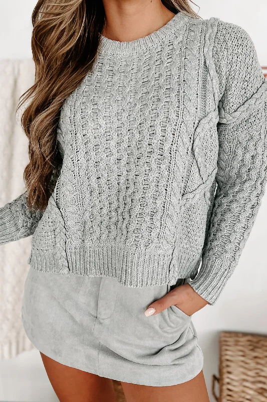 Nantucket Chill Cable Knit Sweater (Heather Grey)