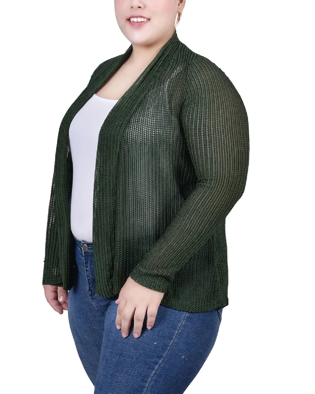 Plus Size Open Knit Cardigan