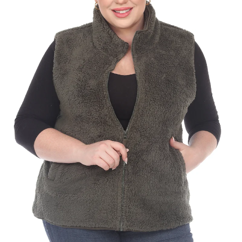 Plus Size Zip Up Sherpa vest