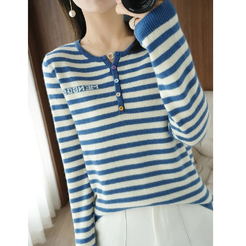 Stripes Long Sleeve Buttoned Casual Shirts & Tops