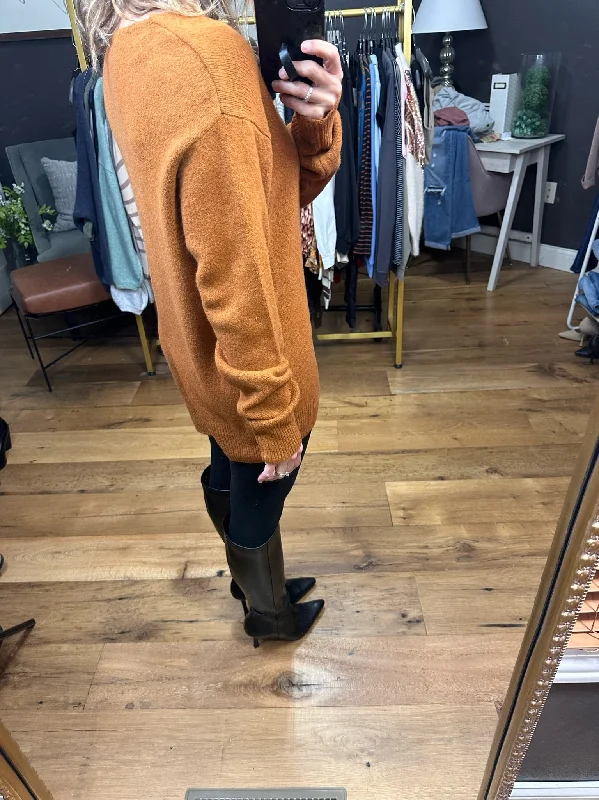 Sweet On You V-Neck Knit Sweater - Deep Caramel