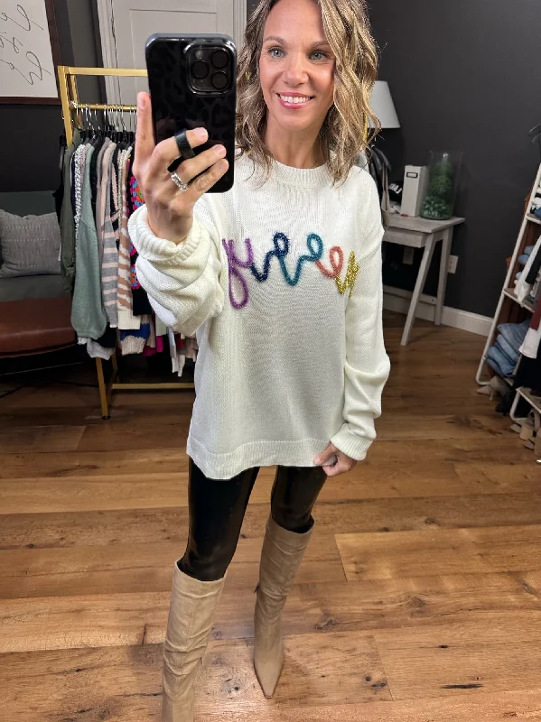 Very Merry Tinsel Script Sweater - Multiple Options