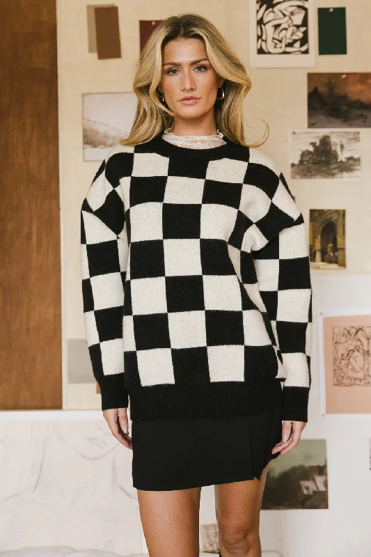 Angela Checkered Sweater in Black