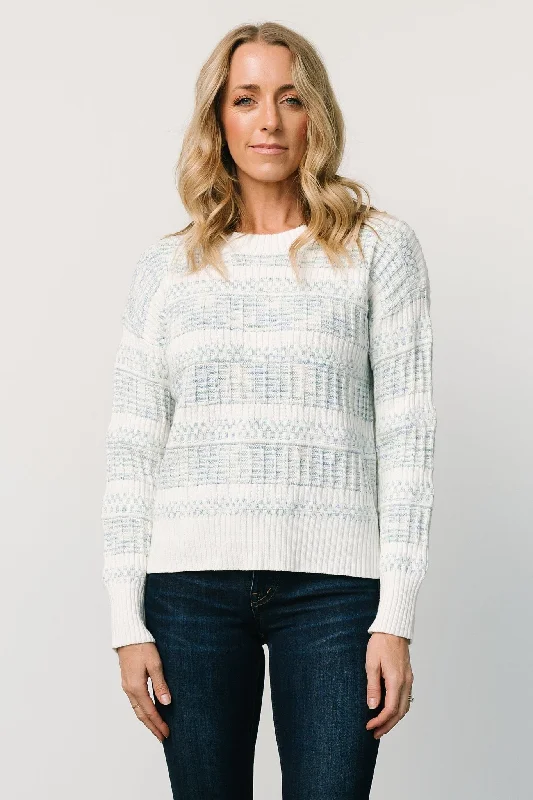 Brigitte Knit Sweater | Blue + Off White