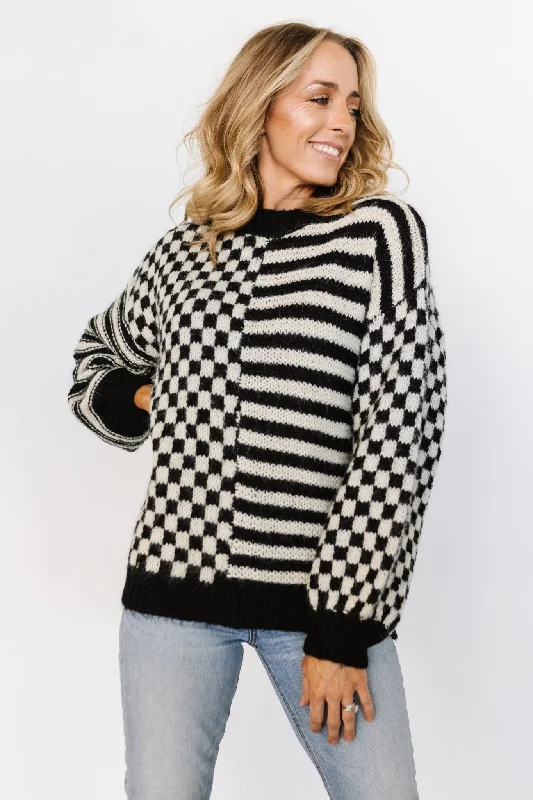 Leo Chunky Knit Sweater | Black + Ivory