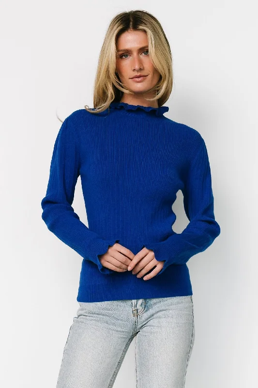 Olympia Sweater Top | Cobalt