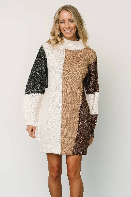 Omaha Sweater Dress | Ivory + Camel