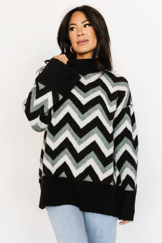 Ricks Sweater | Black + Green Multi