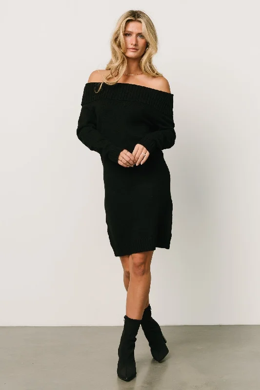 Saga Mini Sweater Dress | Black