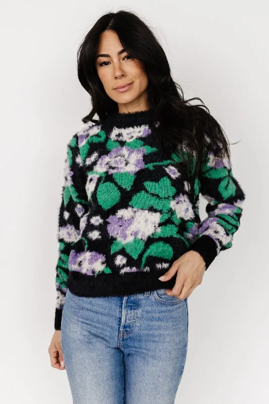 Samson Fuzzy Knit Sweater | Black Multi