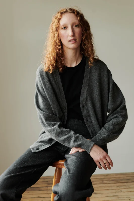 Women's Lambswool Cardigan - Charcoal