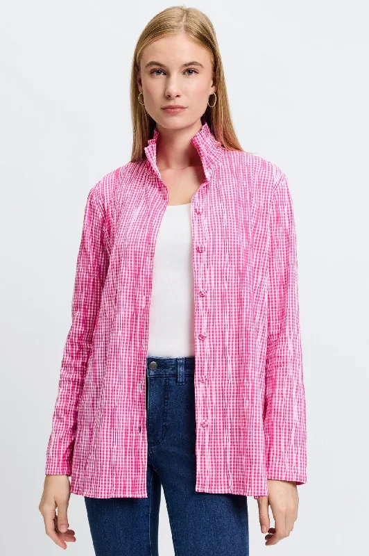 Carolina Crinkle Mini Gingham Shirt Jacket