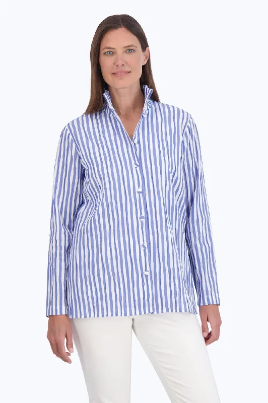 Cornflower Blue Crinkle Stripe / L