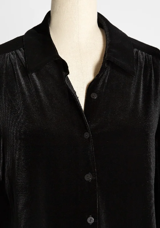 Be Buzzworthy Velvet Button-Up Top