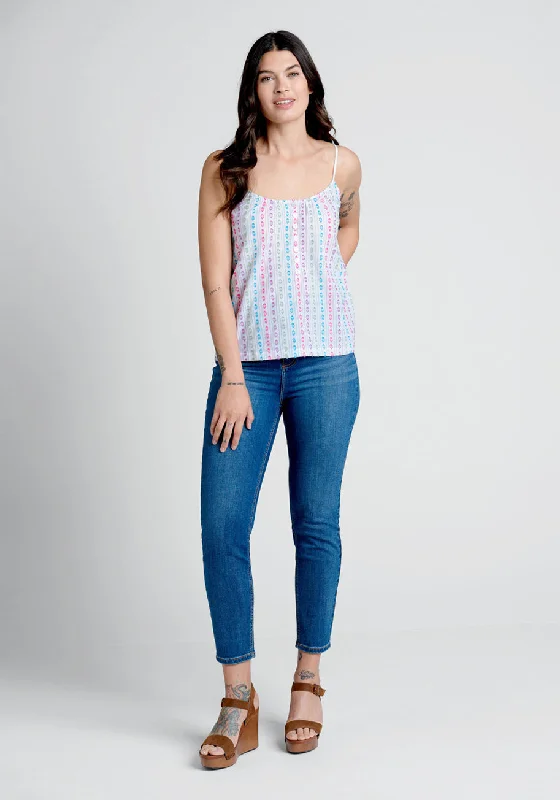 Can't Stop Giggling Embroidered Tie-Back Camisole