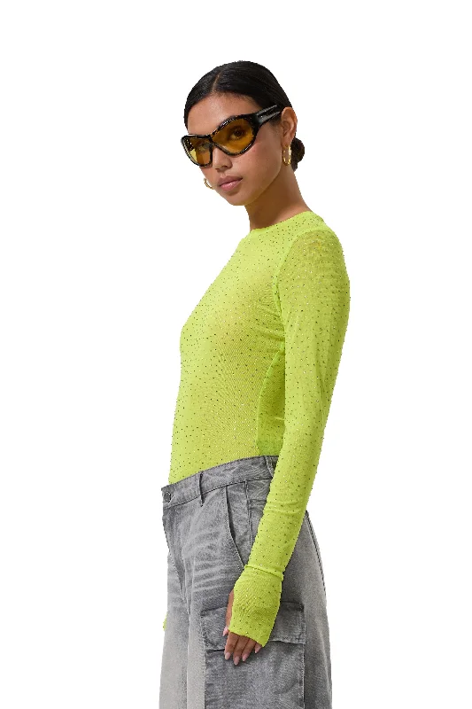 Kaylee Rhinestone Top - Lime Punch