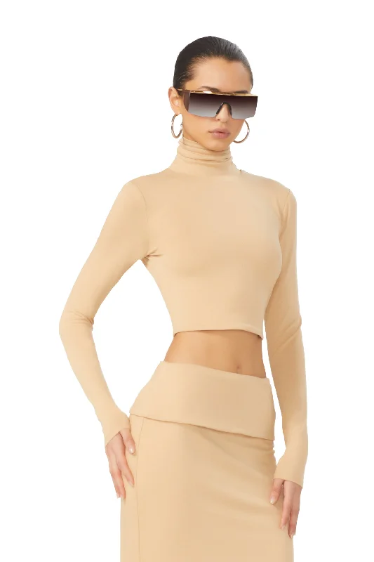 Micaela Crop Turtleneck - Praline