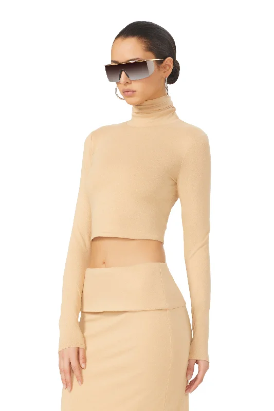 Micaela Crop Turtleneck - Praline