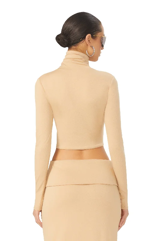 Micaela Crop Turtleneck - Praline