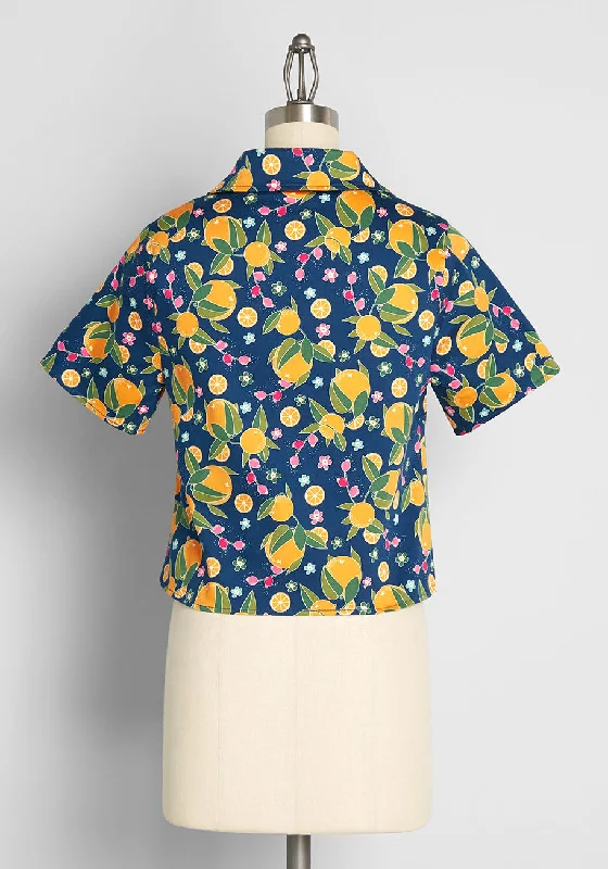 Orange Blossom Breezes Button-Up Top