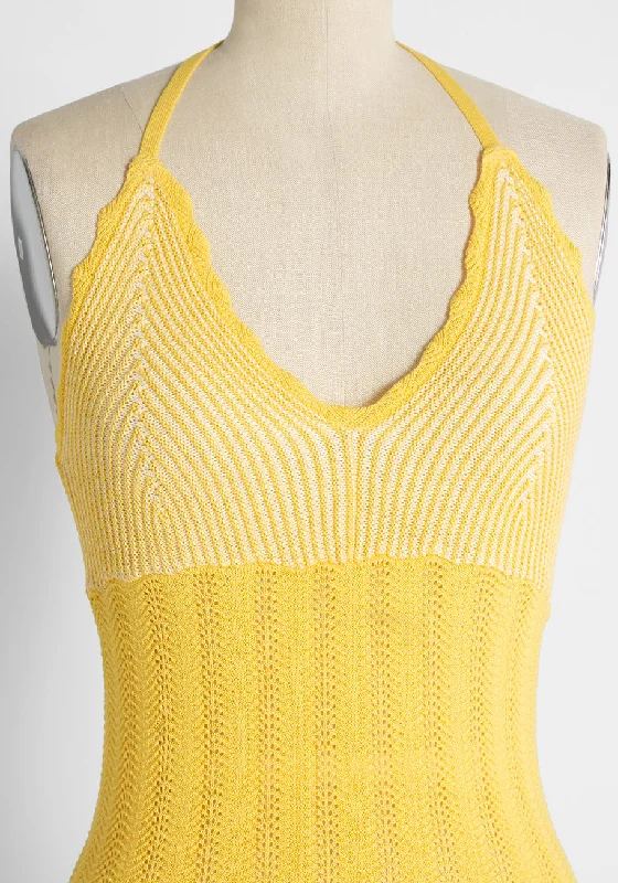 Sun Rays For Days Crochet Halter Top Butter