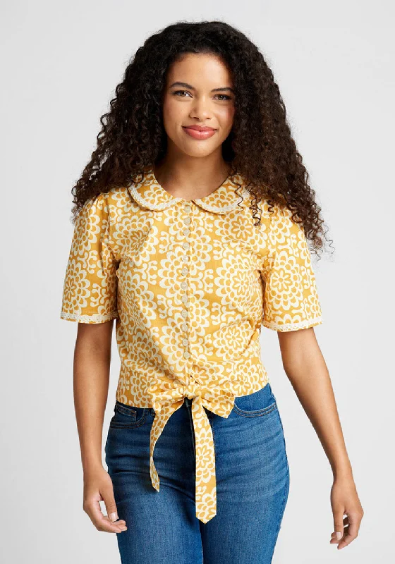 Sunflower Sojourn Tie-Waist Top