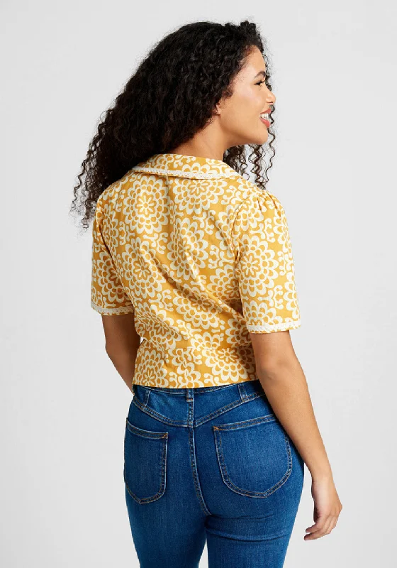 Sunflower Sojourn Tie-Waist Top