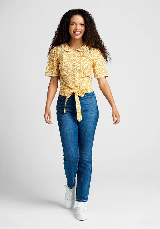 Sunflower Sojourn Tie-Waist Top