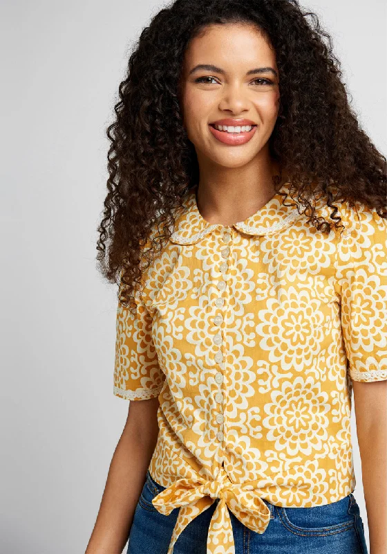 Sunflower Sojourn Tie-Waist Top