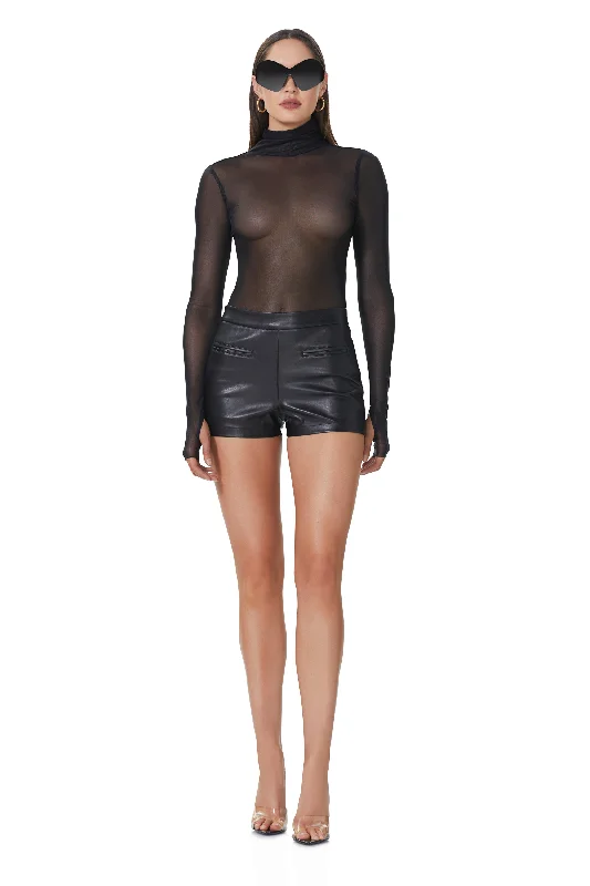 Zadie Metallic Mesh Top - Metallic Noir