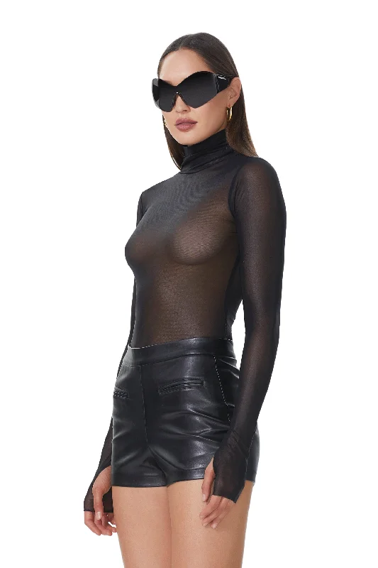 Zadie Metallic Mesh Top - Metallic Noir