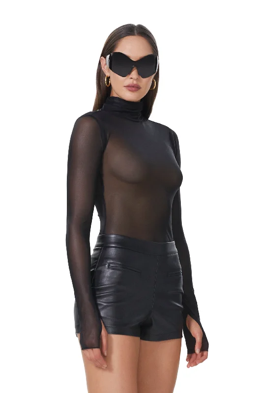 Zadie Metallic Mesh Top - Metallic Noir