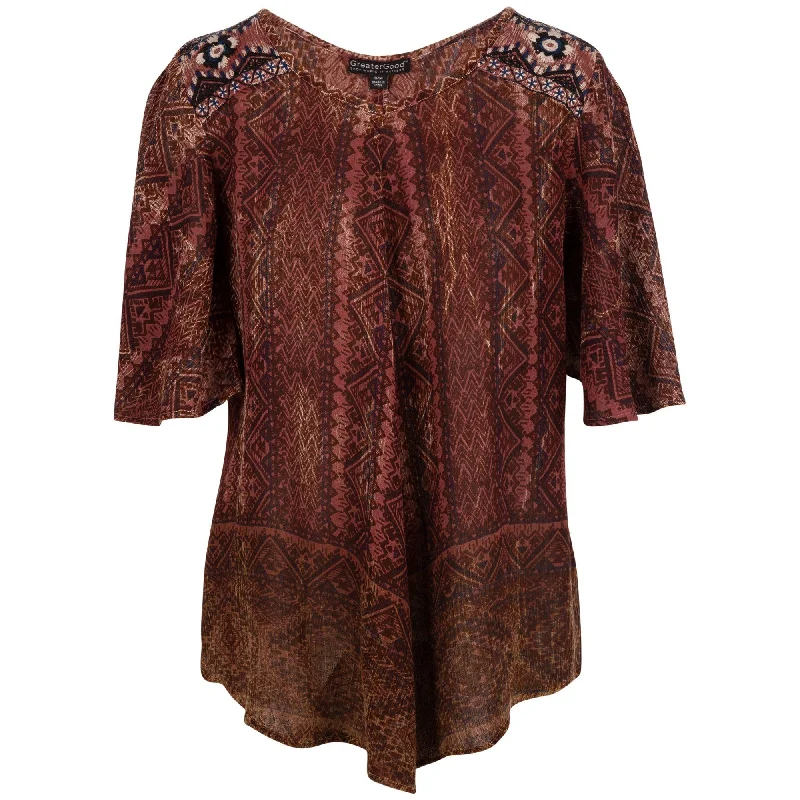 Earthy Spirit Flutter Sleeve Top