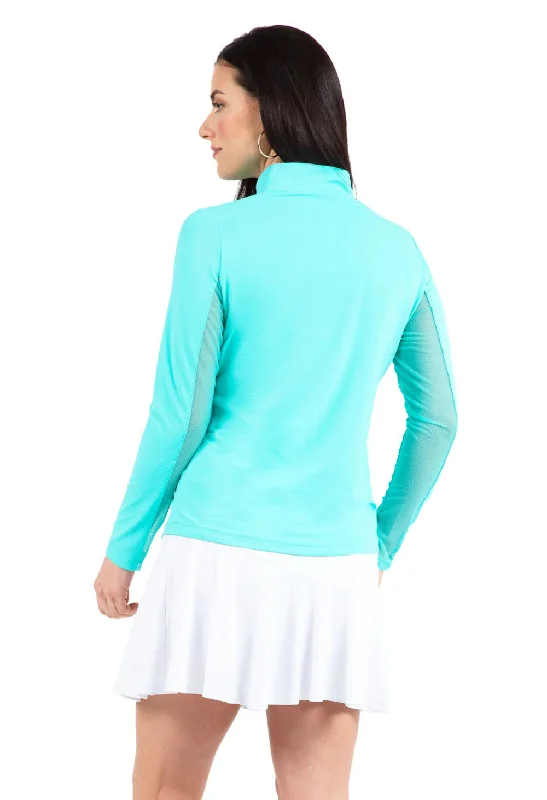 Ibkul Womens Long Sleeve Mock Solid Top - Jade