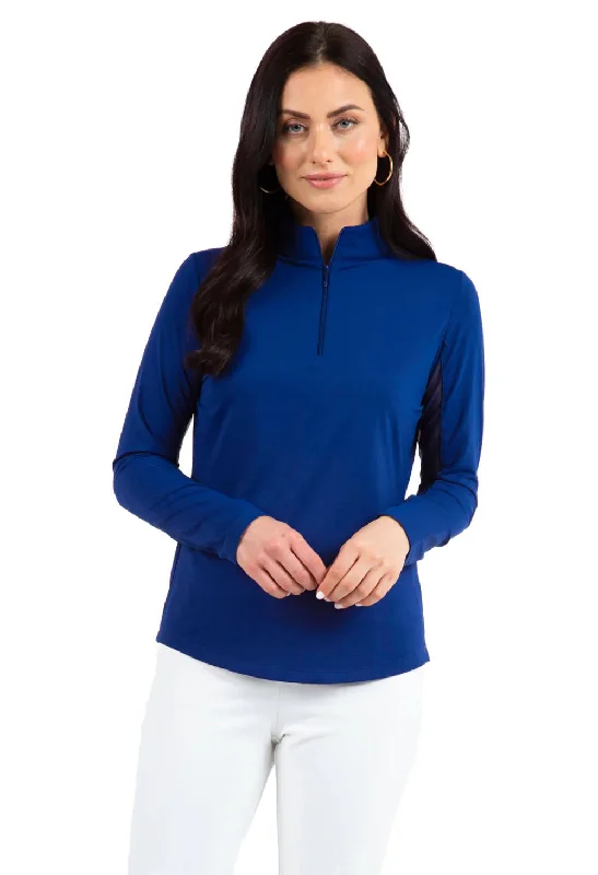 IBKUL Womens Long Sleeve Mock Solid Top - Navy