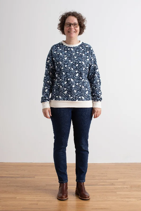 Adult Sweatshirt - Ferns & Flowers Night Sky