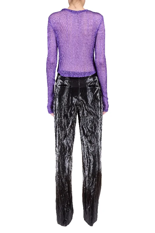 Amethyst Metallic V-Neck Cropped Top