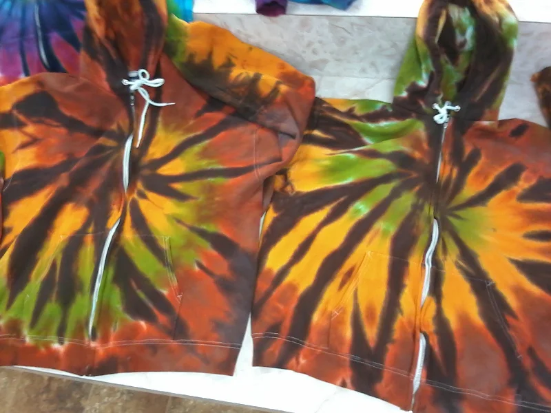 Autumn hue Tie-Dye Zipper Hoodie