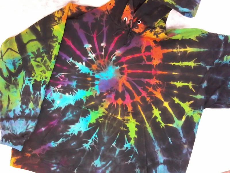 Psychedelic ""Black Plasma"" Rainbow Pullover Hoodie