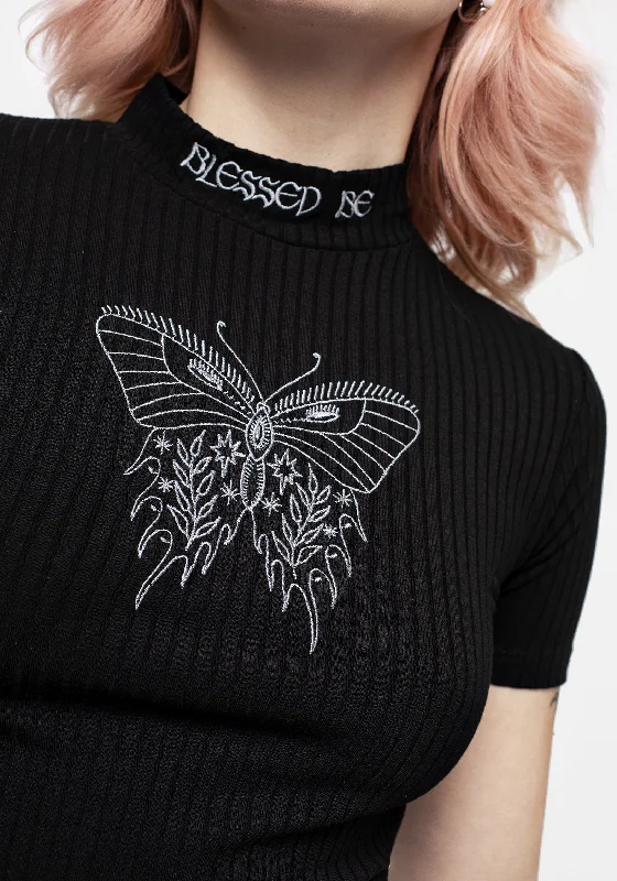 Dolore Rib Embroidered Crop Top