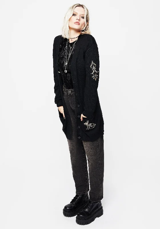 Hester Embroidered Knit Longline Cardigan