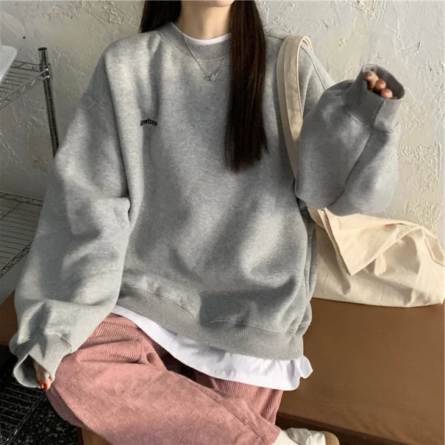 Korean Version Embroidery Thick Pullover Hoodie