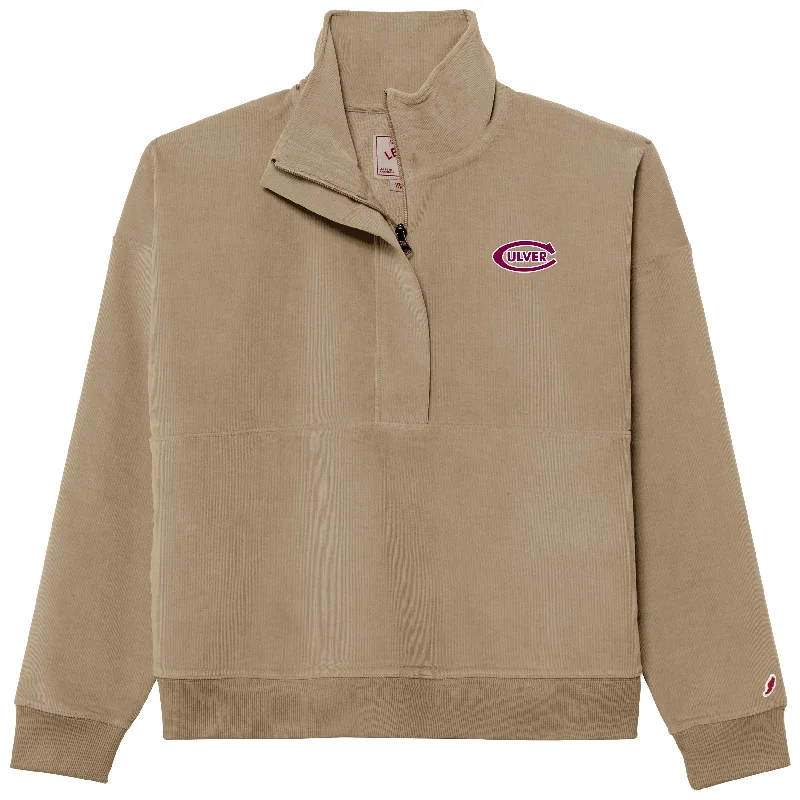 Women's Corded Half Zip - Khaki